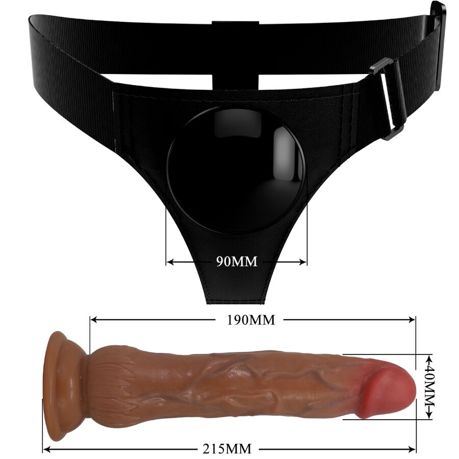PRETTY LOVE - KYTON UNIVERSAL HARNESS BRIEFS WITH SQUIRTING DILDO 19 CM MULATO - Toys "n" Us