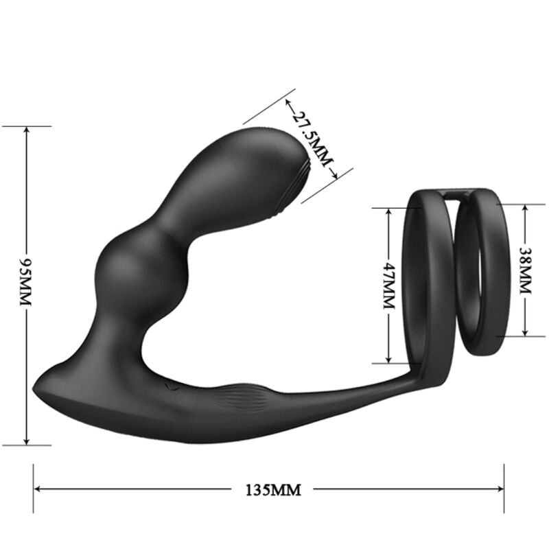 PRETTY LOVE - MARSHALL PENIS RING WITH VIBRATORY ANAL PLUG WITH REMOTE CONTROL - Toys "n" Us