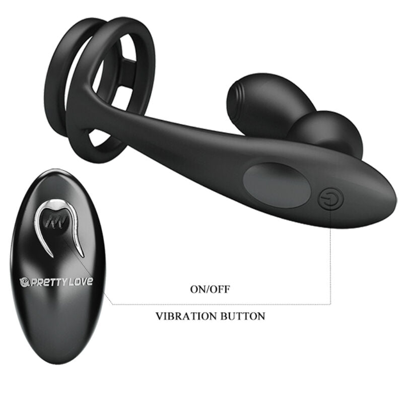 PRETTY LOVE - MARSHALL PENIS RING WITH VIBRATORY ANAL PLUG WITH REMOTE CONTROL - Toys "n" Us