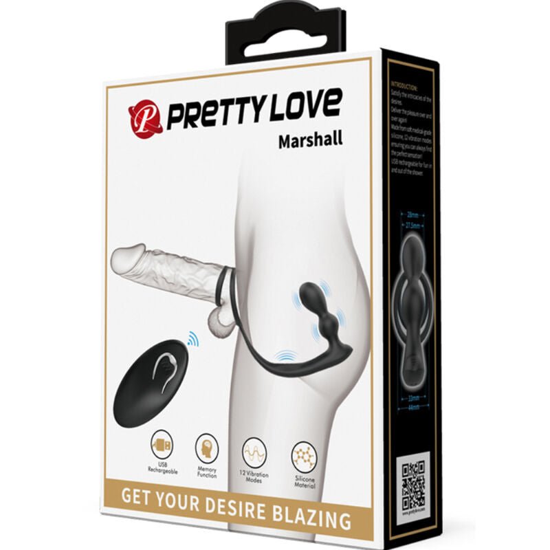 PRETTY LOVE - MARSHALL PENIS RING WITH VIBRATORY ANAL PLUG WITH REMOTE CONTROL - Toys "n" Us