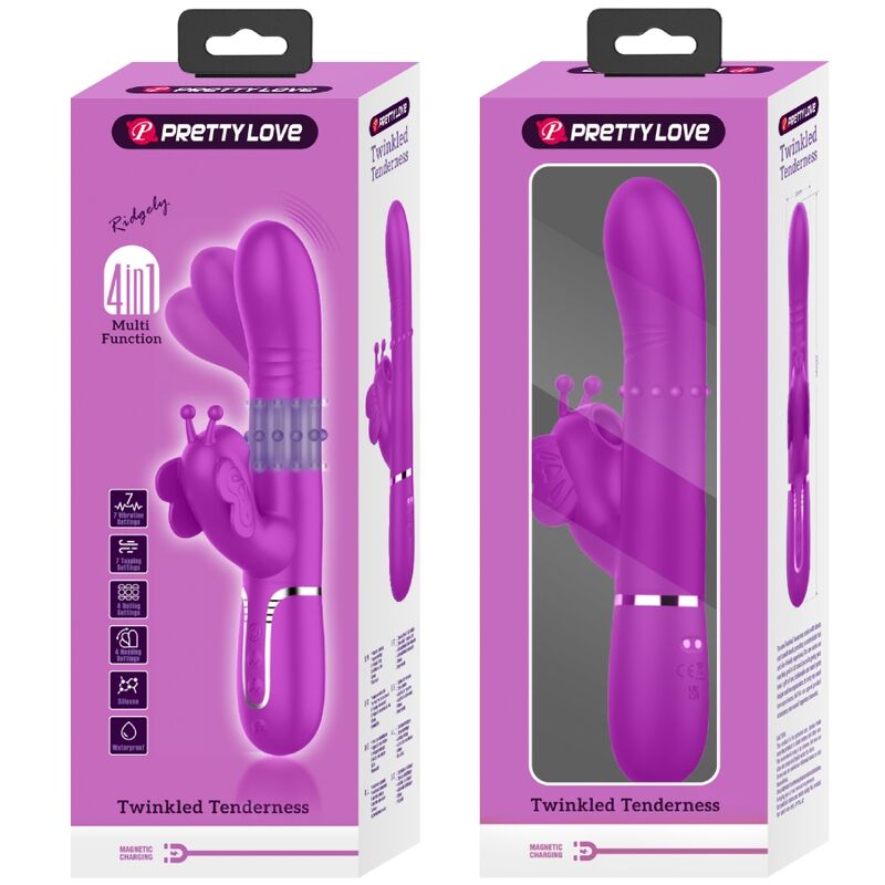 PRETTY LOVE - MULTIFUNCTION RABBIT VIBRATOR 4 IN 1 BUTTERFLY FUCHSIA - Toys "n" Us