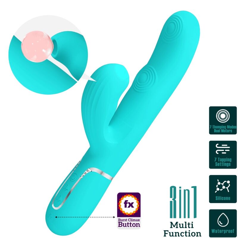 PRETTY LOVE - PERLITA MULTIFUNCTION 3 IN 1 G - SPOT VIBRATOR AQUA GREEN - Toys "n" Us