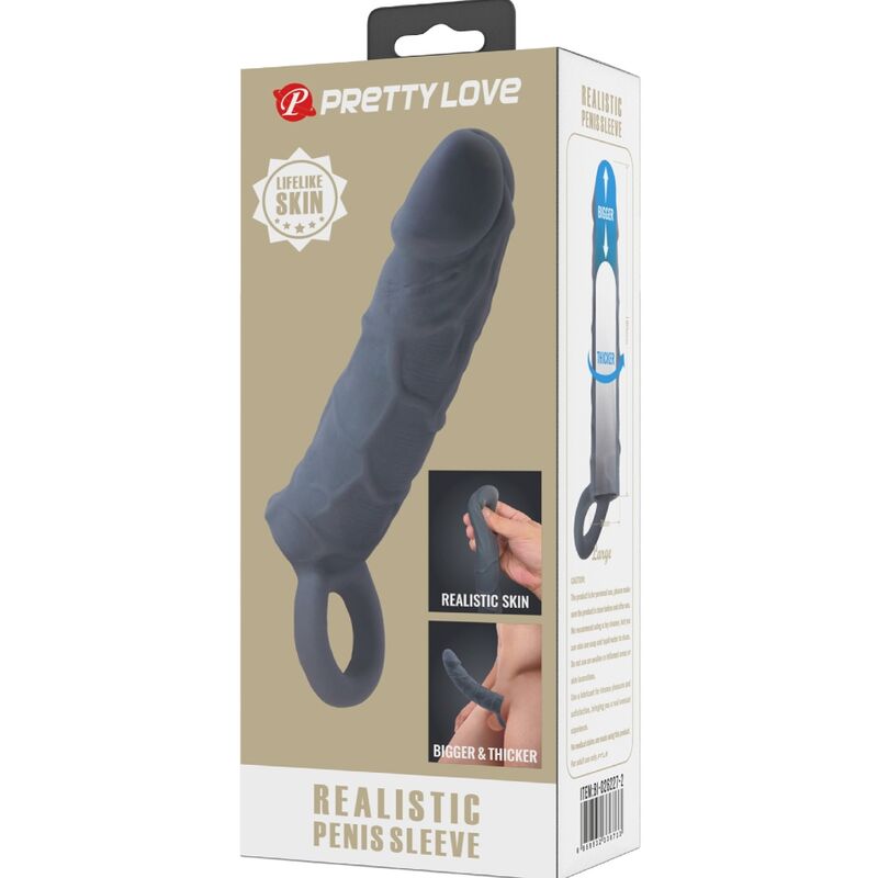 PRETTY LOVE - REALISTIC SKIN PENIS SLEEVE DARK GREY - Toys "n" Us