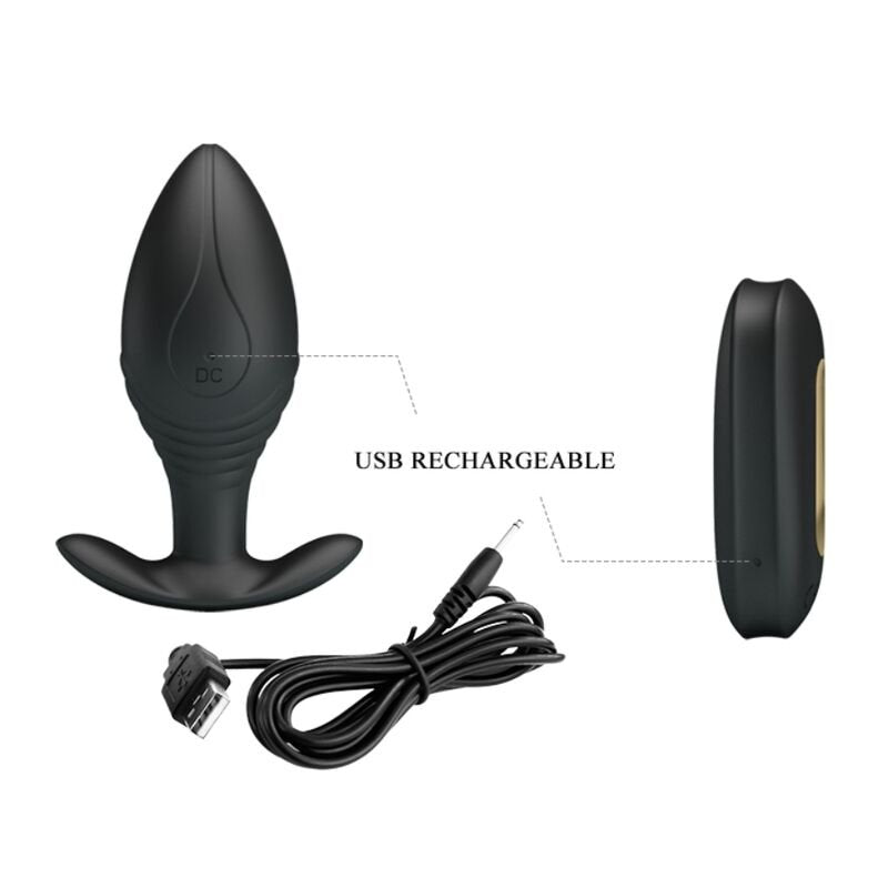 PRETTY LOVE - REGINA ANAL PLUG RECHARGEABLE VIBRATOR BLACK - Toys "n" Us
