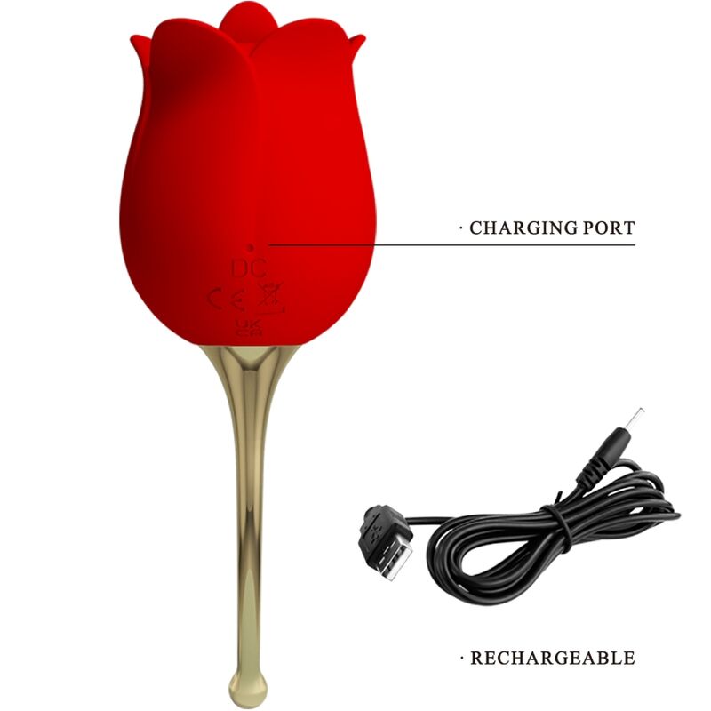 PRETTY LOVE - ROSE LOVER ROSE CLITORIS STIMULATOR 12 VIBRATIONS RED - Toys "n" Us