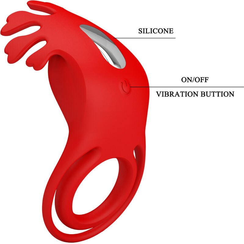 PRETTY LOVE - RUBEN VIBRATOR RING 7 VIBRATIONS SILICONE RED - Toys "n" Us