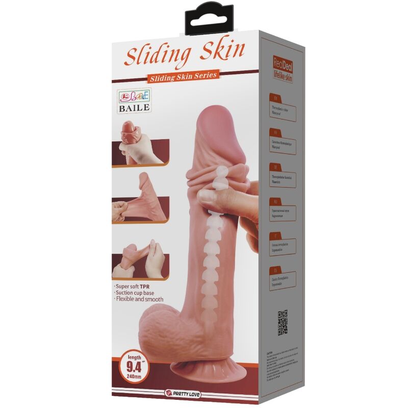 PRETTY LOVE - SÉRIE SLIDING SKIN DILDO REALÍSTICO COM VENTOSA DESLIZANTE PELE MARROM 24 CM - Toys "n" Us