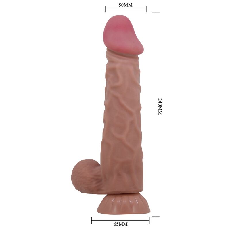 PRETTY LOVE - SÉRIE SLIDING SKIN DILDO REALÍSTICO COM VENTOSA DESLIZANTE PELE MARROM 24 CM - Toys "n" Us