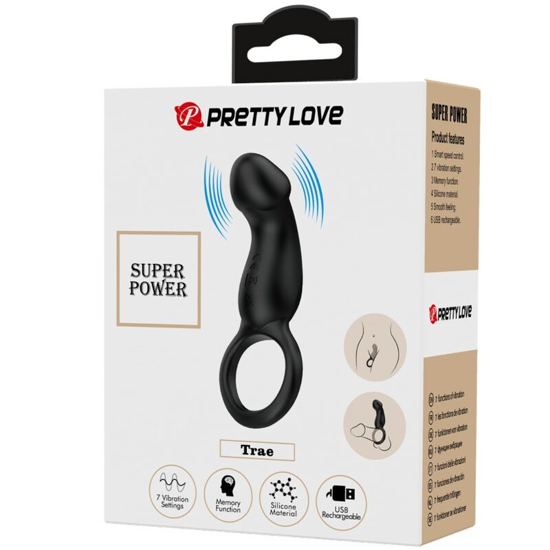 PRETTY LOVE - TRAE ANEL VIBRATÓRIO COM ESTIMULADOR PRETO - Toys "n" Us