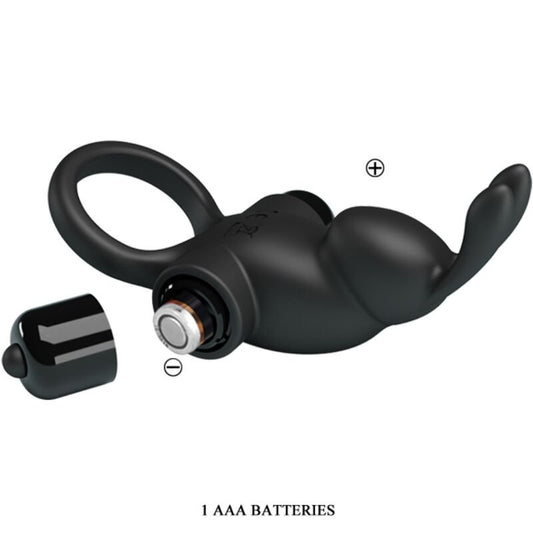 PRETTY LOVE - VIBRATING RING + RABBIT CLITORIS STIMULATOR 10 VIBRATIONS BLACK - Toys "n" Us