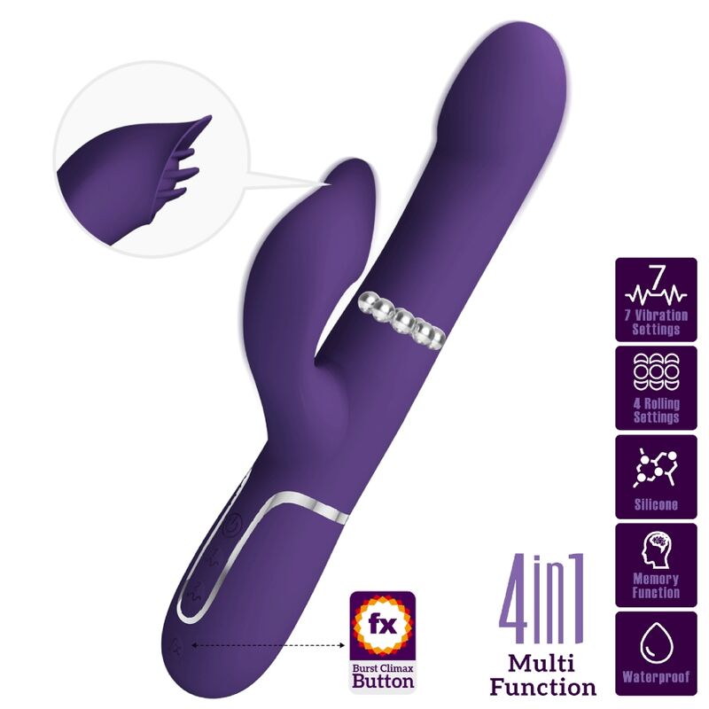PRETTY LOVE - ZALIN RABBIT VIBRATOR PEARLS 4 IN 1 PURPLE - Toys "n" Us
