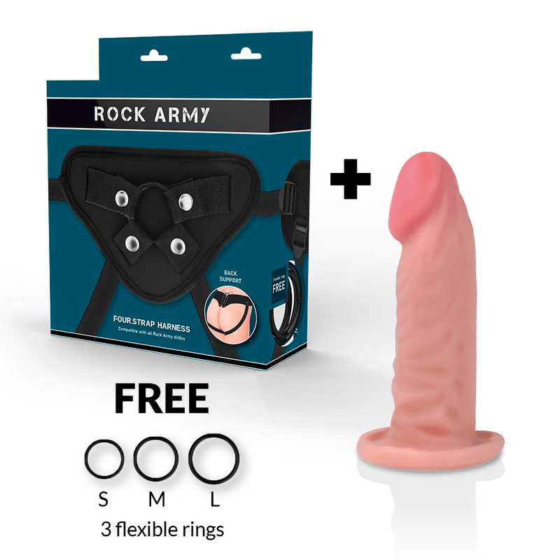 ROCKARMY - HARNESS + DUAL DENSITY TIGER REALISTIC DILDO 14 CM - O - 4.46 CM - Toys "n" Us