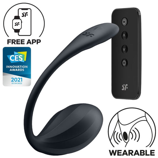 SATISFYER - RIBBED PETAL G POINT STIMULATOR REMOTE CONTROL BLACK FREE APP - Toys "n" Us