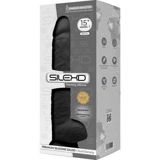 SILEXD - MODELO 1 PÊNIS REALÍSTICO PREMIUM SILEXPAN SILICONE PRETO 38 CM - Toys "n" Us