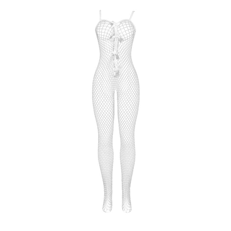 SUBBLIME - 951740 BODYSTOCKING WHITE FISHNET CROTCHLESS WITH BOWS ONE SIZE - Toys "n" Us
