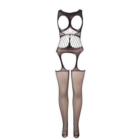 SUBBLIME - 951900 FISHNET CROTCHLESS BODYSTOCKING WITH CUP AND OPEN SHOULDERS BLACK ONE SIZE - Toys "n" Us