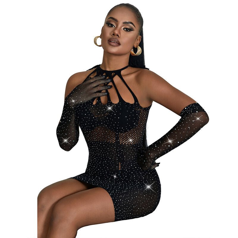 SUBBLIME - 952235 FISHNET DRESS WITH RHINESTONES BLACK ONE SIZE - Toys "n" Us