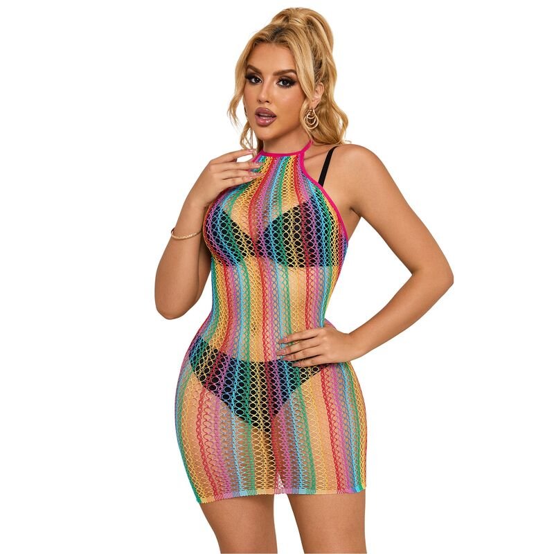 SUBBLIME - 952341 RAINBOW FISHNET DRESS ONE SIZE - Toys "n" Us