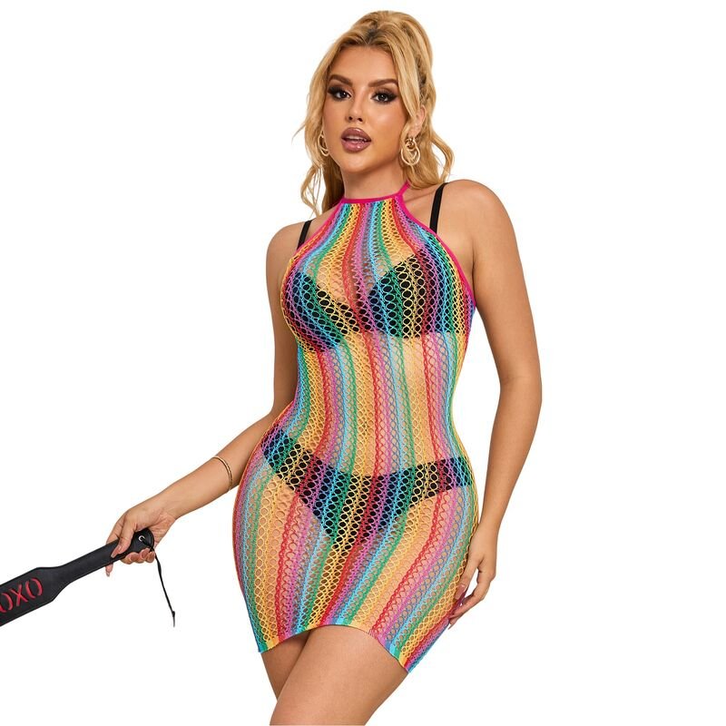 SUBBLIME - 952341 RAINBOW FISHNET DRESS ONE SIZE - Toys "n" Us