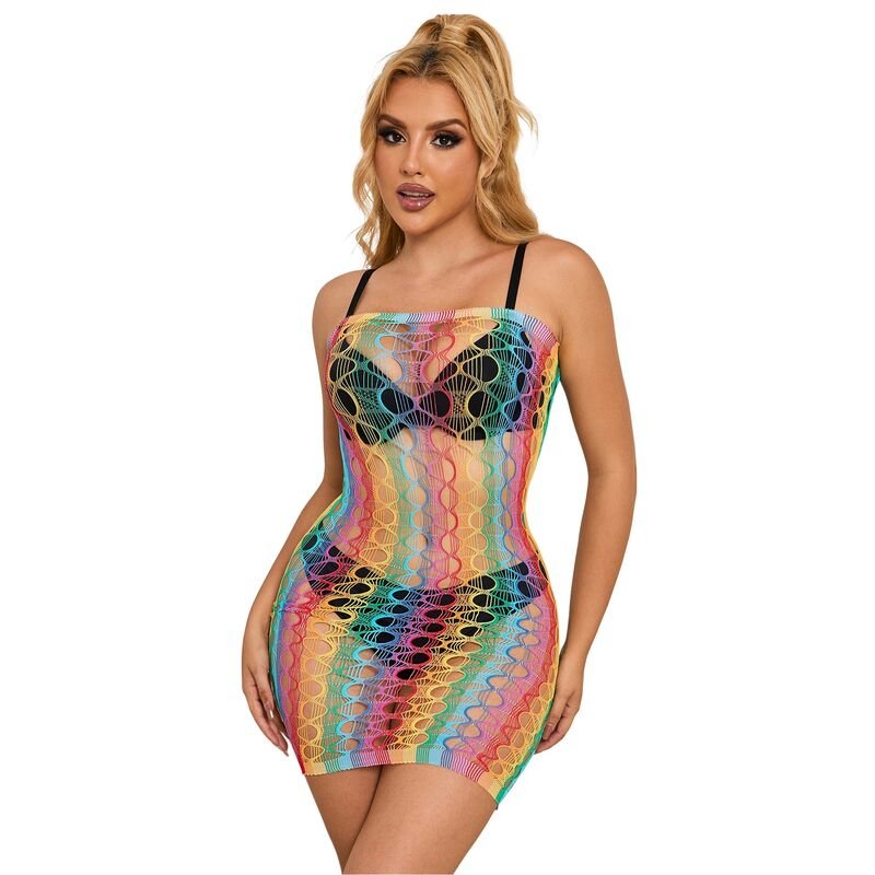 SUBBLIME - 952365 RAINBOW BARE SHOULDER FISHNET DRESS ONE SIZE - Toys "n" Us