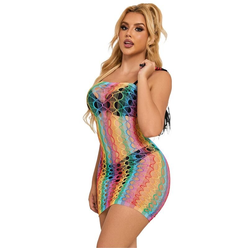 SUBBLIME - 952365 RAINBOW BARE SHOULDER FISHNET DRESS ONE SIZE - Toys "n" Us