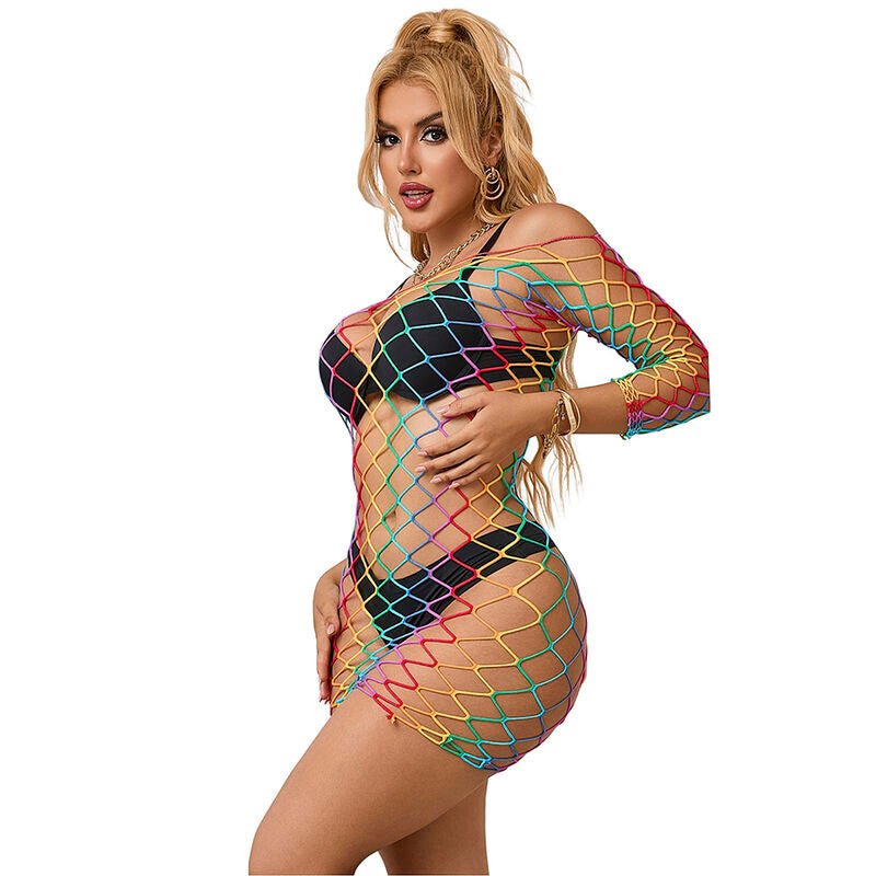 SUBBLIME - 952426 RAINBOW LONG SLEEVE FISHNET DRESS ONE SIZE - Toys "n" Us
