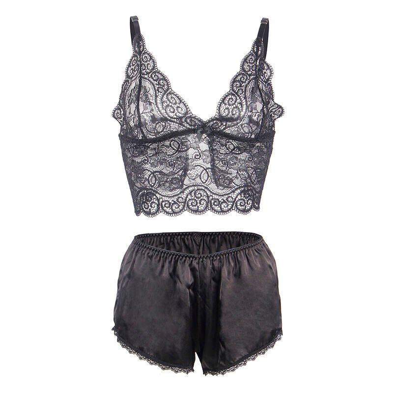 SUBBLIME - 953911 SILK AND LACE NIGHTGOWN + PANTIES BLACK S/M - Toys "n" Us
