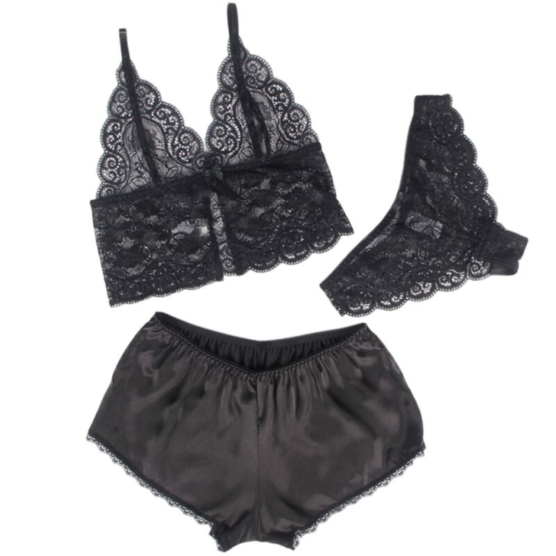 SUBBLIME - 953911 SILK AND LACE NIGHTGOWN + PANTIES BLACK S/M - Toys "n" Us