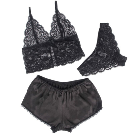 SUBBLIME - 953911 SILK AND LACE NIGHTGOWN + PANTIES BLACK S/M - Toys "n" Us