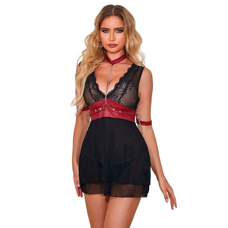 SUBBLIME - 954437 LACE BONDAGE DRESS BLACK L/XL - Toys "n" Us