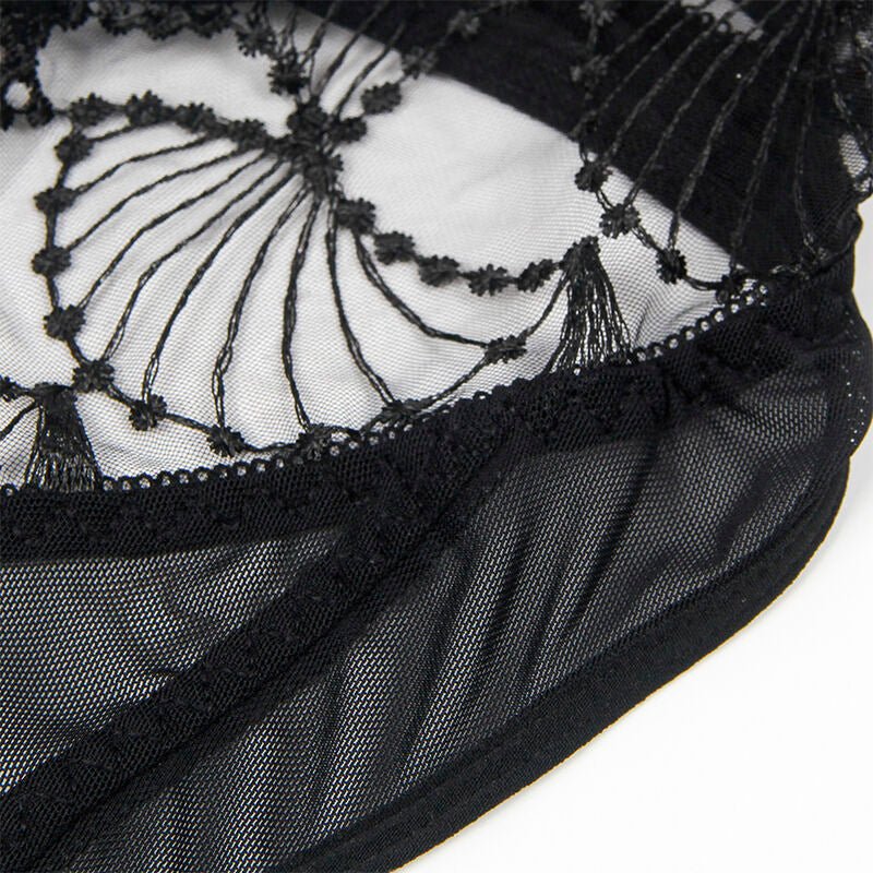 SUBBLIME - 955229 TRANSPARENT BODYSUIT WITH HOLLOW LACE BLACK L/XL - Toys "n" Us