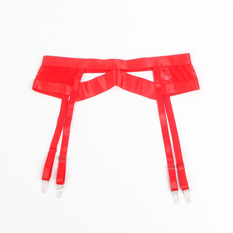 SUBBLIME - 955250 RED BONDAGE BRA WITH GARTER SET S/M - Toys "n" Us