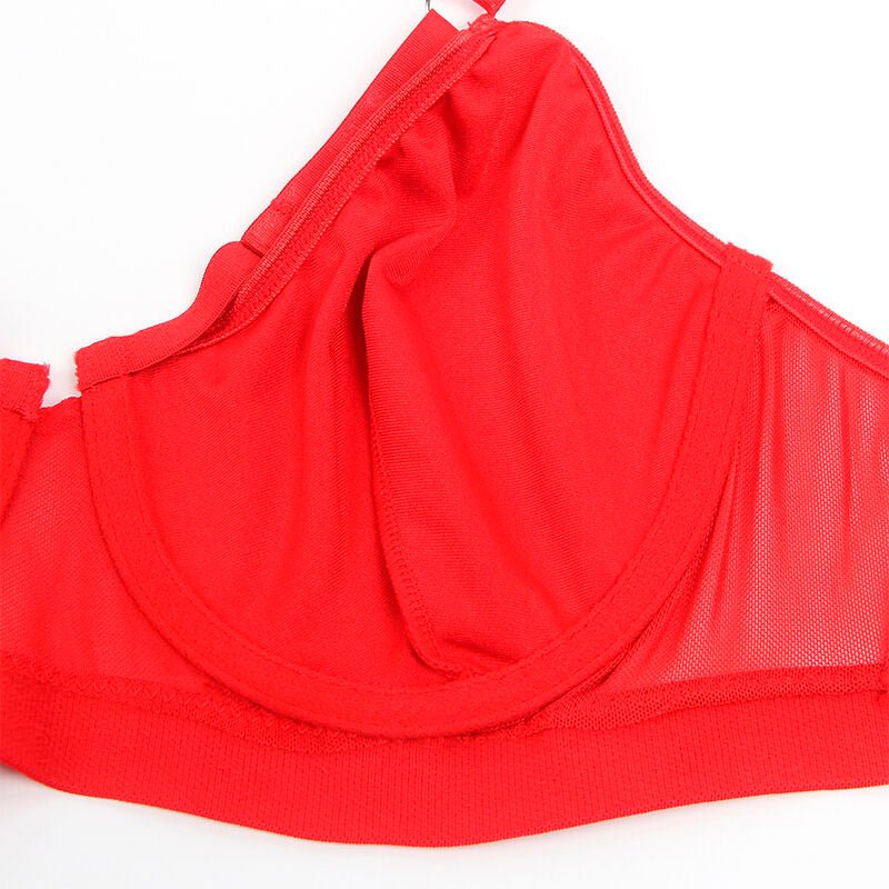 SUBBLIME - 955250 RED BONDAGE BRA WITH GARTER SET S/M - Toys "n" Us