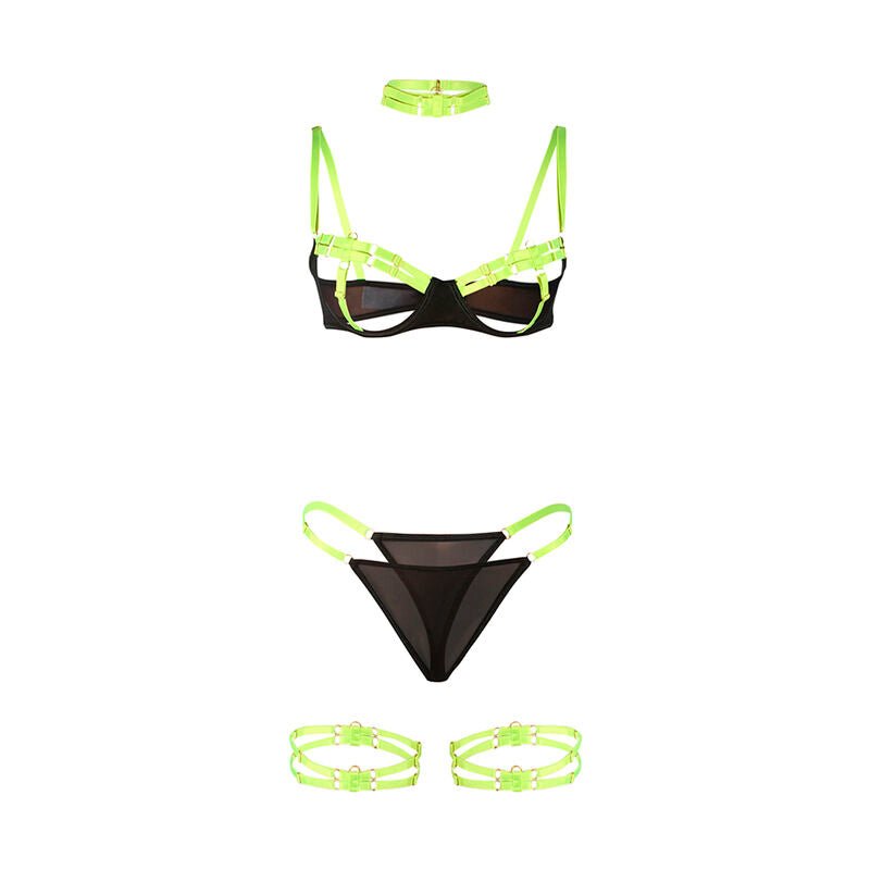 SUBBLIME - 955281 BRA SET WITH NECKLACE AND LEG DETAILS FLUORESCENT GREEN L/XL - Toys "n" Us