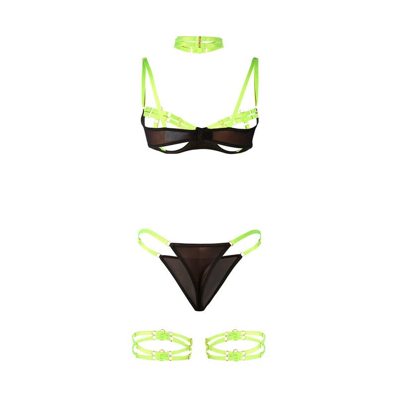 SUBBLIME - 955281 BRA SET WITH NECKLACE AND LEG DETAILS FLUORESCENT GREEN L/XL - Toys "n" Us