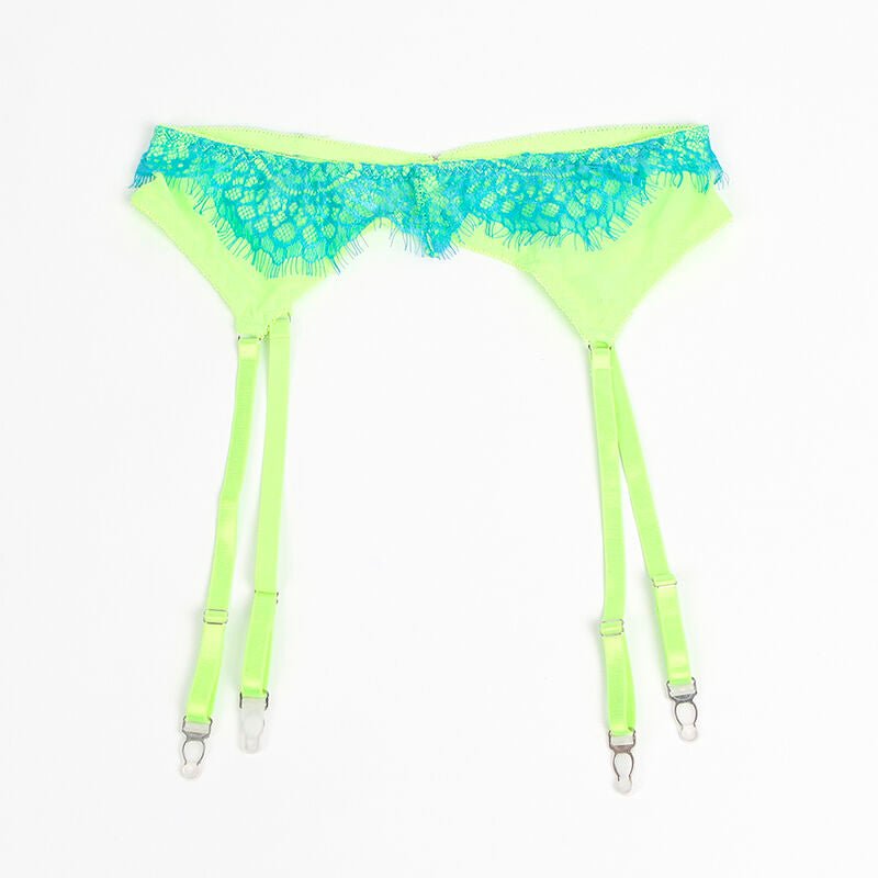 SUBBLIME - 955311 SET OF BRA WITH LACE AND GARTER LINES GREEN AND BLUE S/M - Toys "n" Us