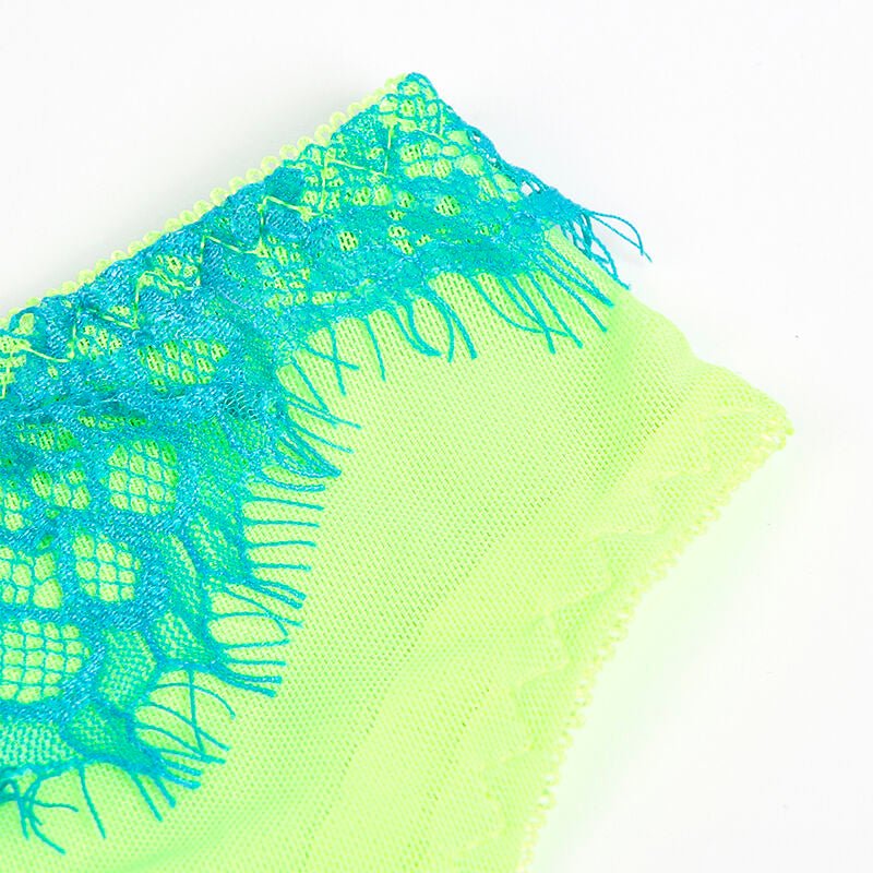 SUBBLIME - 955328 BRA SET WITH LACE AND GARTER LINES GREEN AND BLUE L/XL - Toys "n" Us