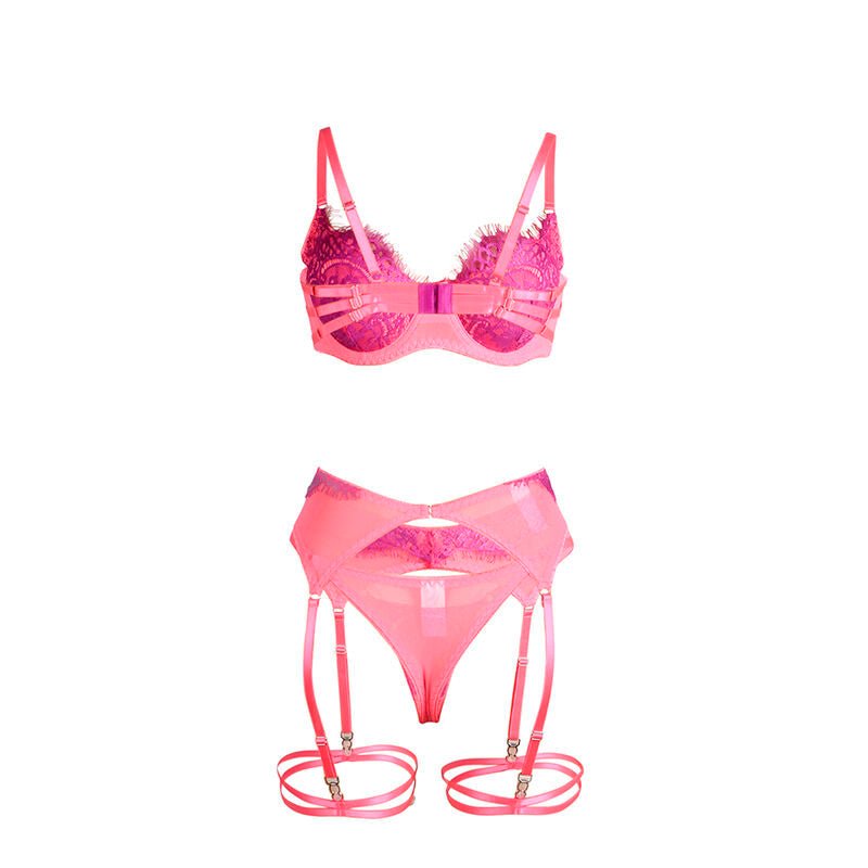 SUBBLIME - 955359 SET OF BRA WITH LACE AND GARTER LINKS PINK AND PURPLE S/M - Toys "n" Us