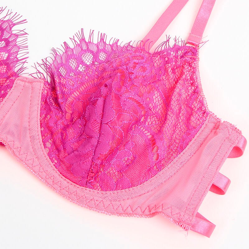 SUBBLIME - 955366 BRA SET WITH LACE AND GARTER LINES PINK AND PURPLE L/XL - Toys "n" Us