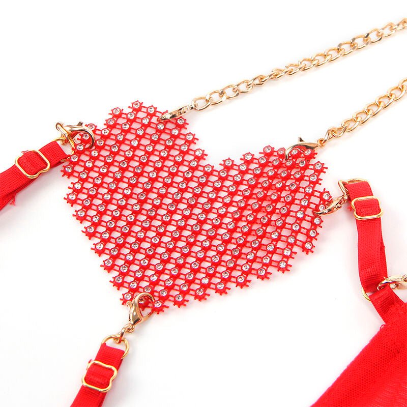 SUBBLIME - 955526 BRA SET WITH CHAINS AND MESH HEART RED L/XL - Toys "n" Us