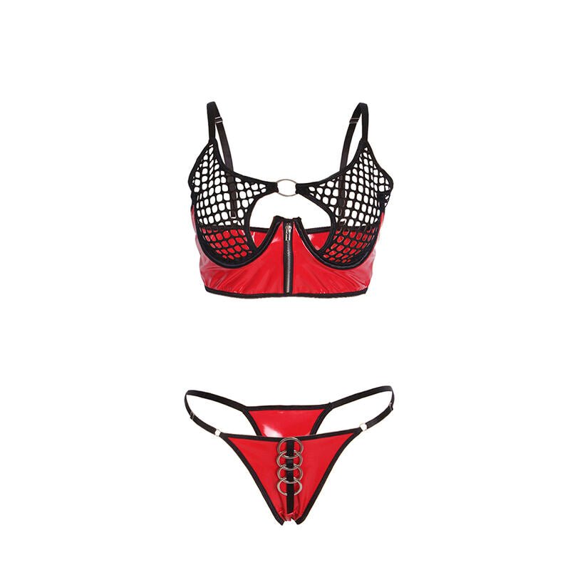SUBBLIME - 955540 RED PATENT LEATHER MESH ZIPPER BRA SET L/XL - Toys "n" Us