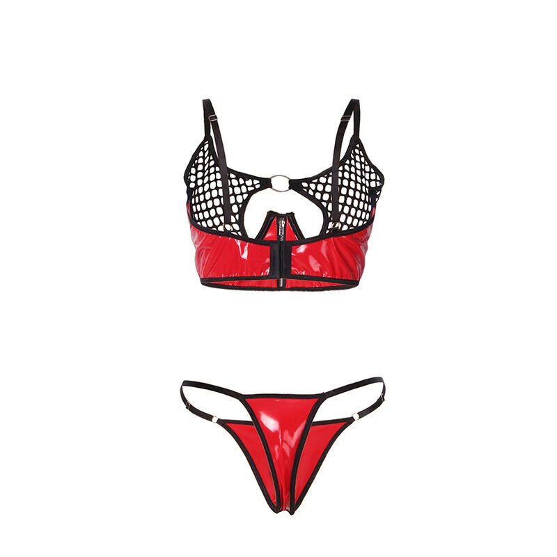 SUBBLIME - 955540 RED PATENT LEATHER MESH ZIPPER BRA SET L/XL - Toys "n" Us