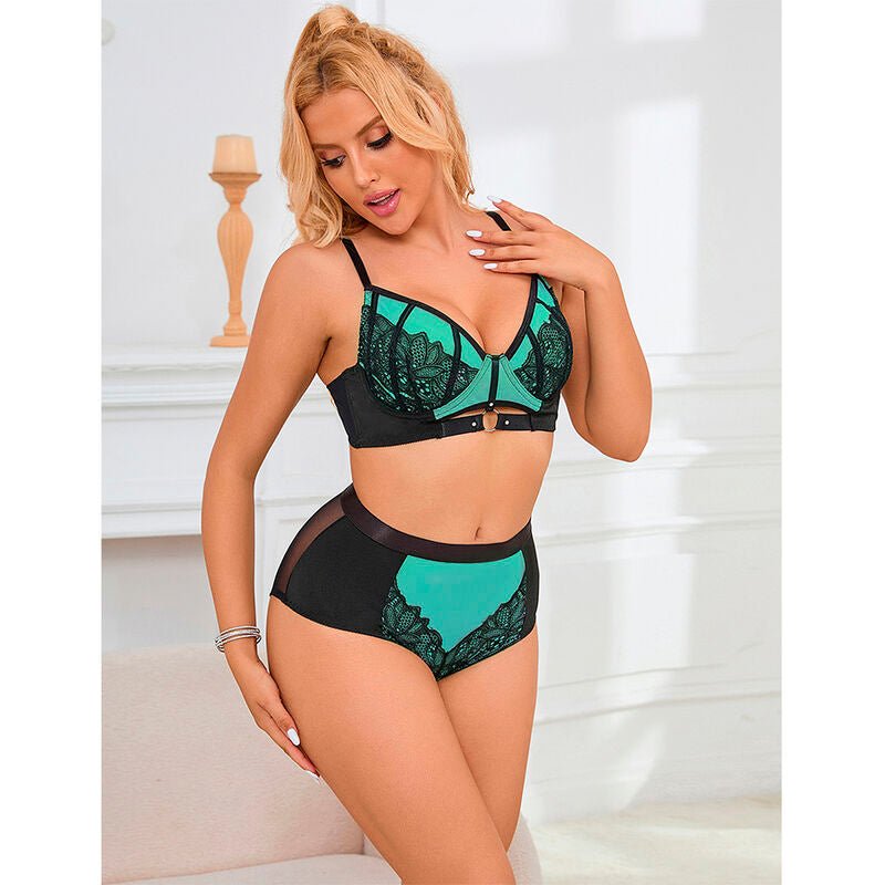 SUBBLIME - 955557 GREEN PATENT LEATHER MESH ZIPPER BRA SET S/M - Toys "n" Us