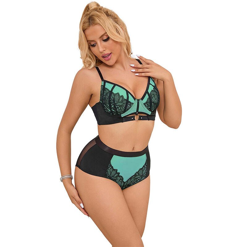 SUBBLIME - 955564 GREEN PATENT LEATHER MESH ZIPPER BRA SET L/XL - Toys "n" Us