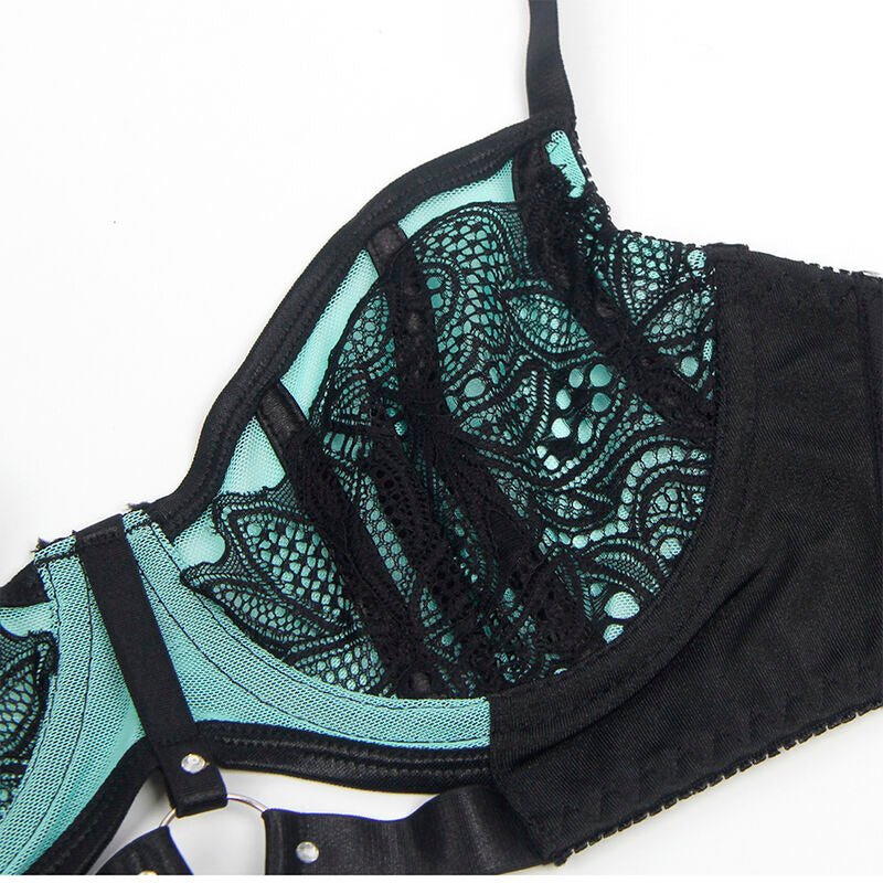 SUBBLIME - 955564 GREEN PATENT LEATHER MESH ZIPPER BRA SET L/XL - Toys "n" Us