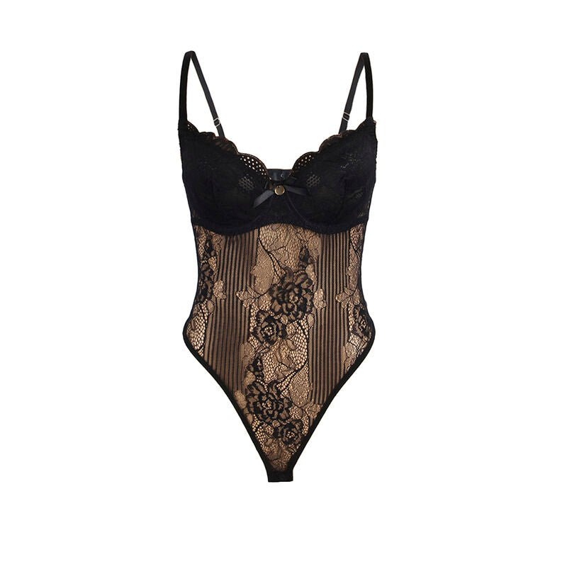 SUBBLIME - 955625 LACE BODYSUIT WITH BOTTOM CLOSURE BLACK L/XL - Toys "n" Us