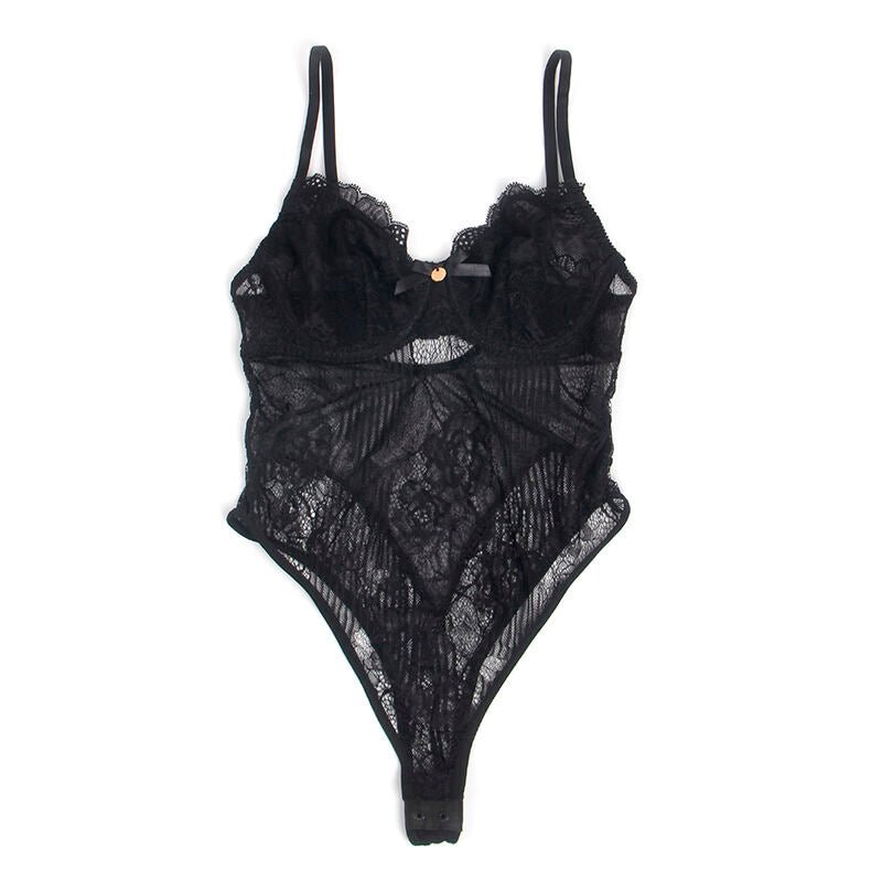 SUBBLIME - 955625 LACE BODYSUIT WITH BOTTOM CLOSURE BLACK L/XL - Toys "n" Us
