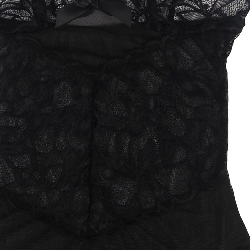 SUBBLIME - BABYDOLL WITH ADJUSTABLE STRAPS AND TRANSPARENT LACE FLORAL PRINT BLACK L/XL - Toys "n" Us